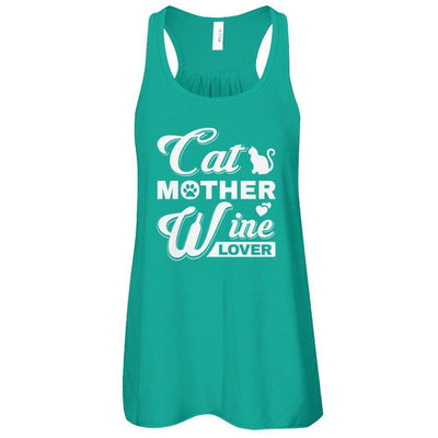 Cat Mother Wine Lover-T-Shirt & Tank Top-Women's Flowy Racerback Tank-Kelly