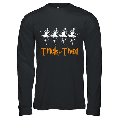 Trick Or Treat Ballet Skeleton Happy Halloween-T-Shirt & Hoodie-Long Sleeve T-Shirt-Black