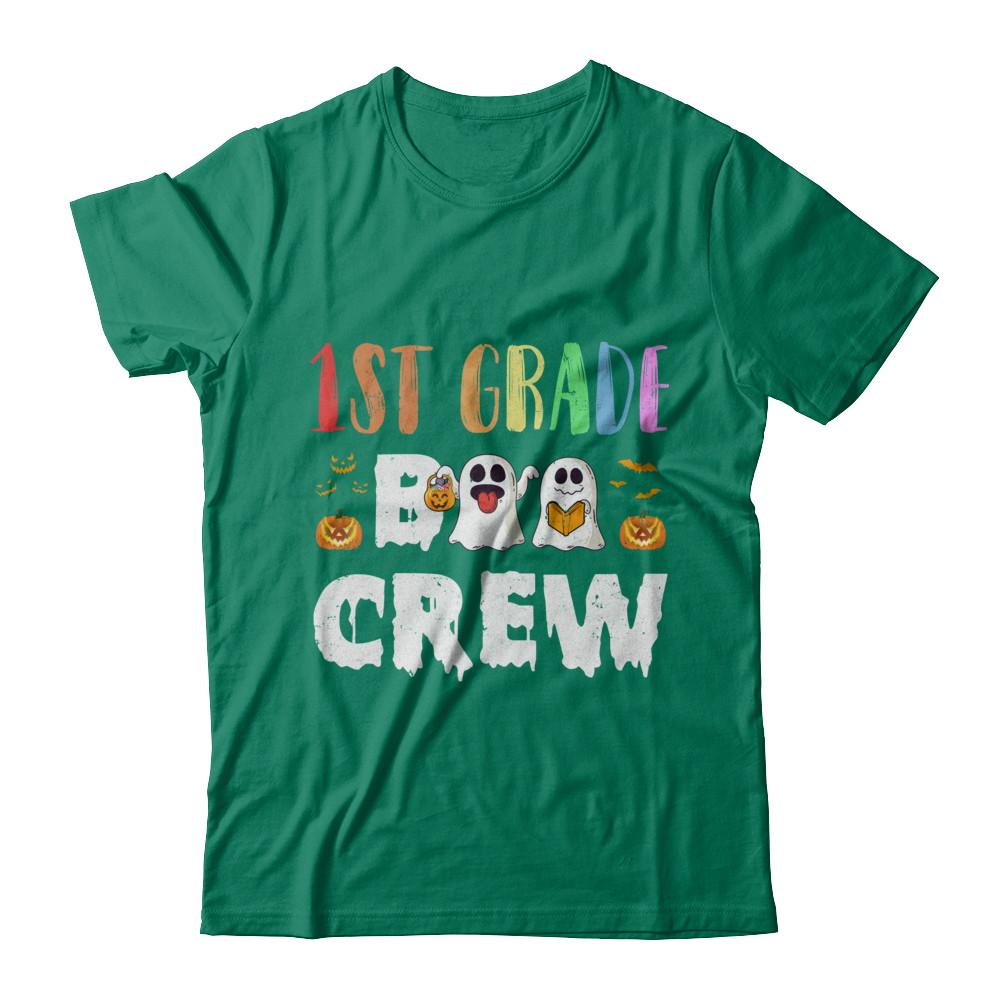 Cute Boo Crew 1st Grade Teacher Halloween-T-Shirt & Hoodie-Classic T-Shirt-Kelly Green