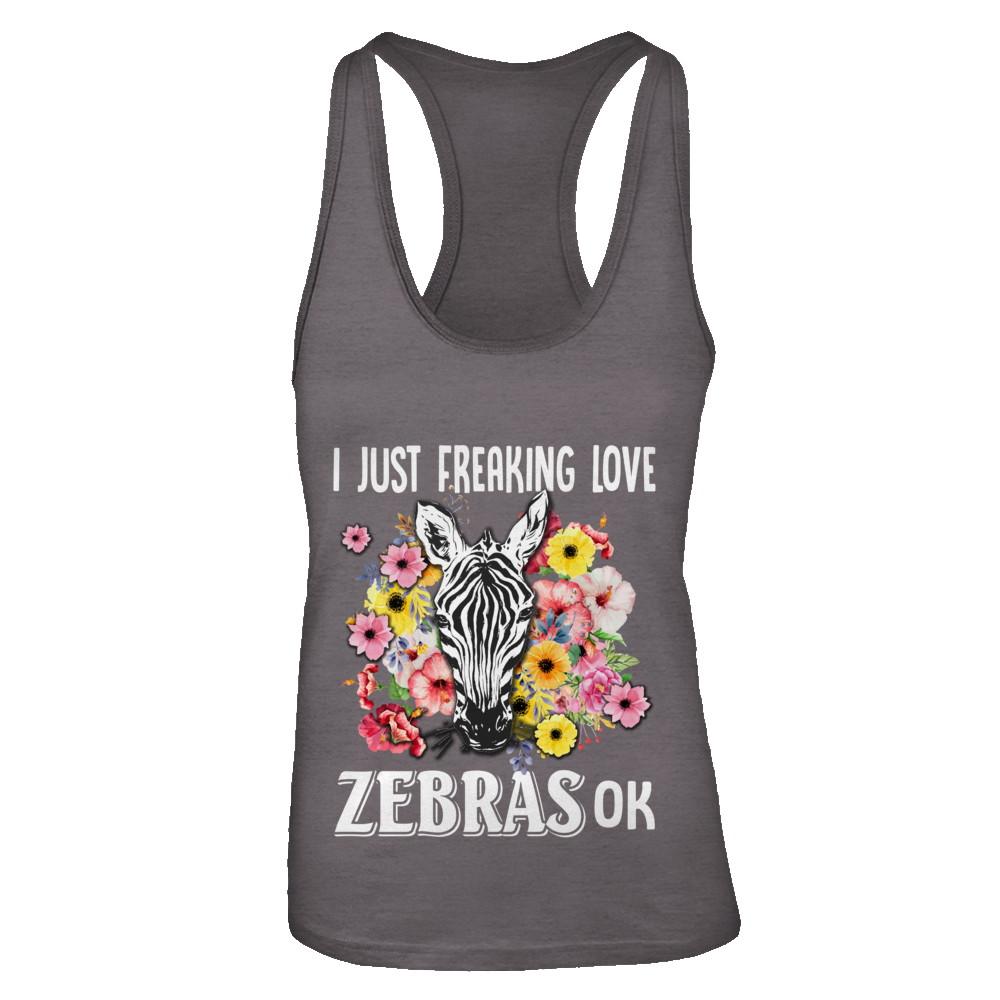 I Just Freaking Love Zebras-T-Shirt & Tank Top-Women's Ideal Racerback Tank-Dark Grey