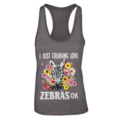 I Just Freaking Love Zebras-T-Shirt & Tank Top-Women's Ideal Racerback Tank-Dark Grey
