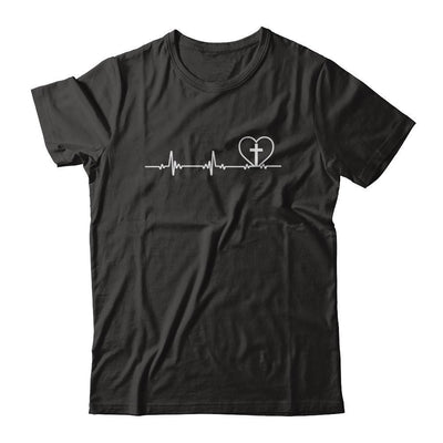 Christian Cross Heartbeat God Jesus-T-Shirt & Hoodie-Premium T-Shirt-Black