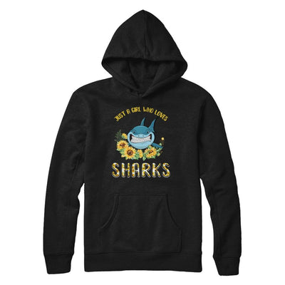 Just A Girl Who Loves Sharks And Sunflowers-T-Shirt & Hoodie-Pullover Hoodie-Black
