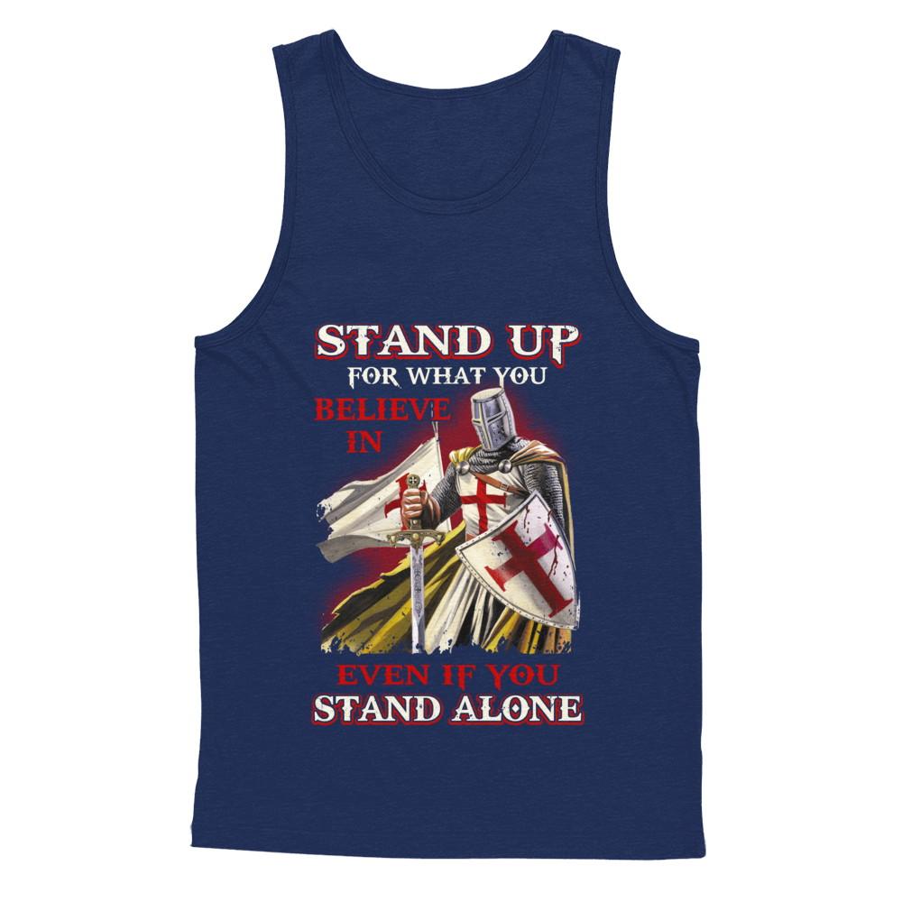 Knight Templar Stand Up For What You Believe In Even Stand Alone-T-Shirt & Hoodie-Unisex Tank-Navy