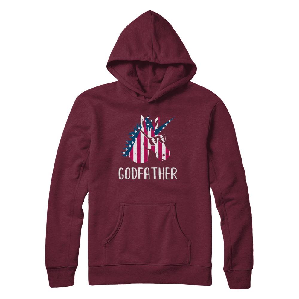 Patriotic Godfather Unicorn Americorn 4Th Of July-T-Shirt & Hoodie-Pullover Hoodie-Maroon