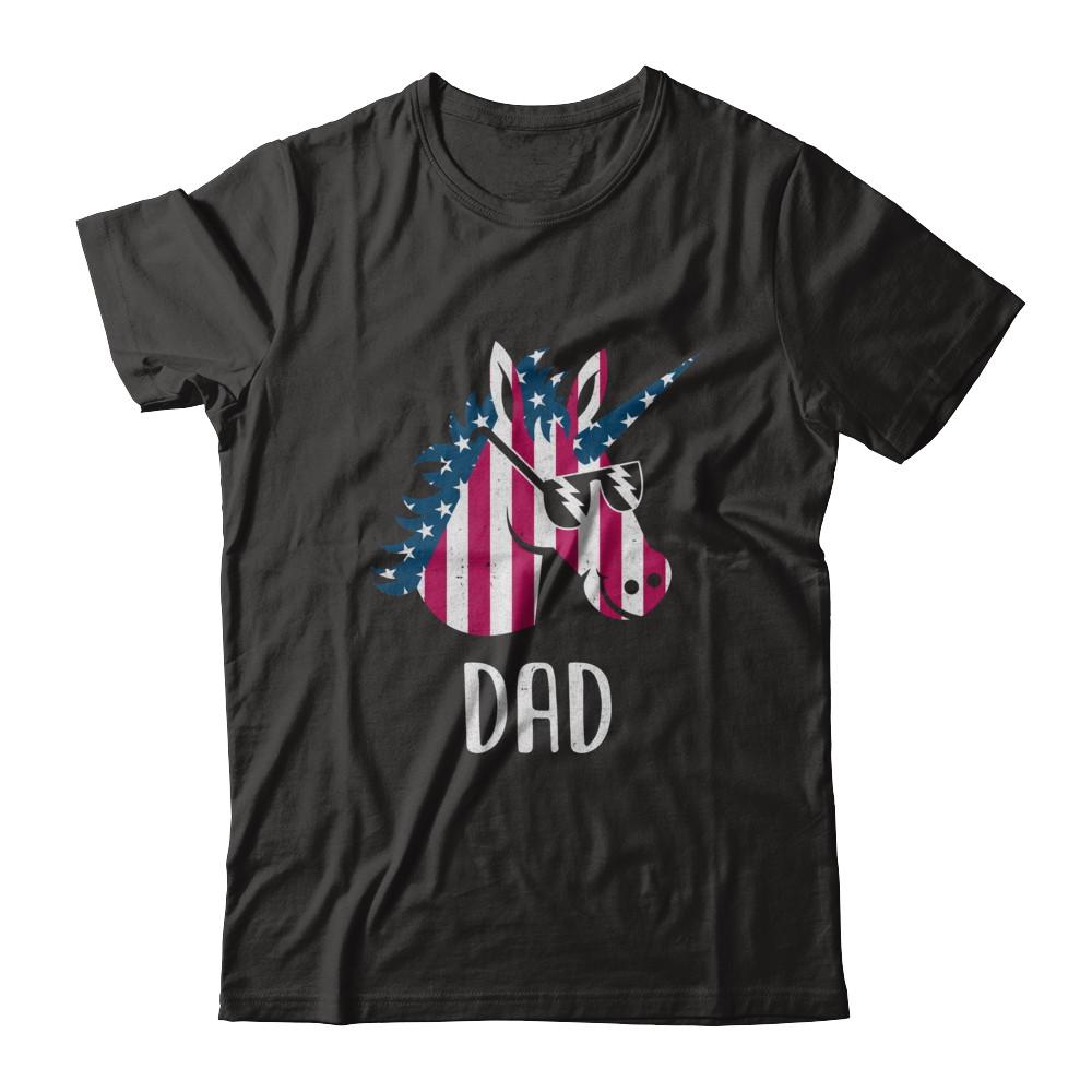 Patriotic Dad Daddy Unicorn Americorn 4Th Of July-T-Shirt & Hoodie-Classic T-Shirt-Black
