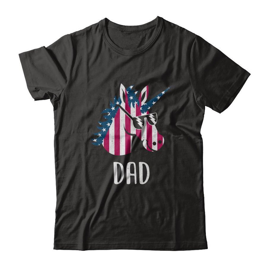 Patriotic Dad Daddy Unicorn Americorn 4Th Of July-T-Shirt & Hoodie-Classic T-Shirt-Black