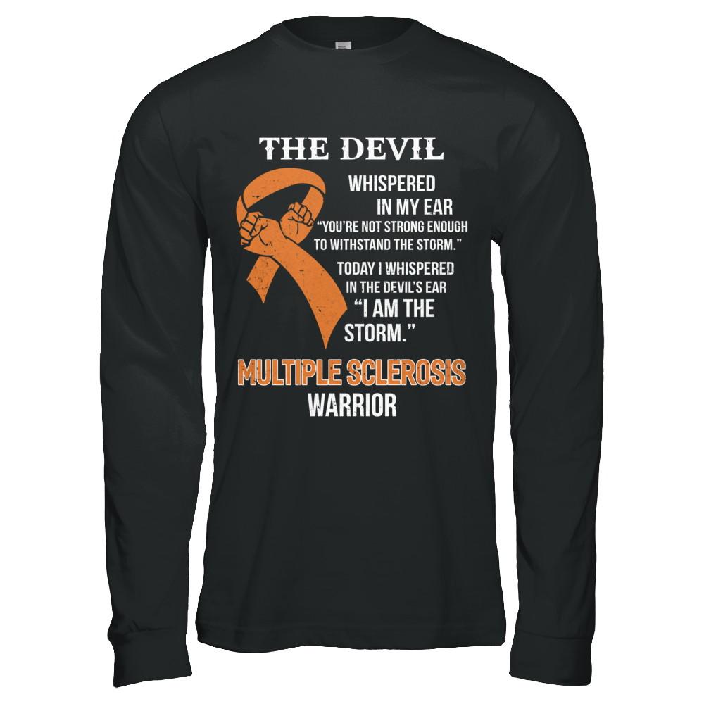 I Am The Storm Support Multiple Sclerosis Awareness Warrior Gift-T-Shirt & Hoodie-Long Sleeve T-Shirt-Black
