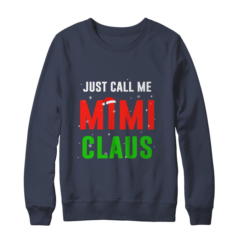 Santa Mimi Claus Matching Family Christmas Pajamas-T-Shirt & Sweatshirt-Crewneck Sweatshirt-Navy