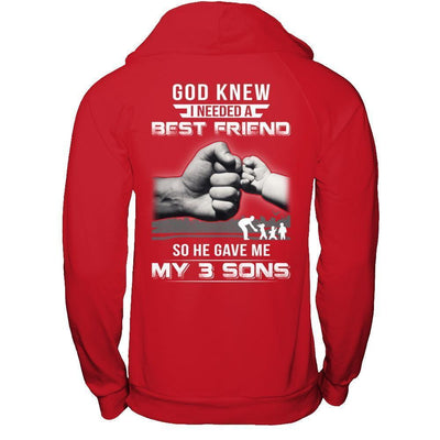 God Knew I Needed A Best Friend So He Gave My Three Sons-T-Shirt & Hoodie-Pullover Hoodie-Red