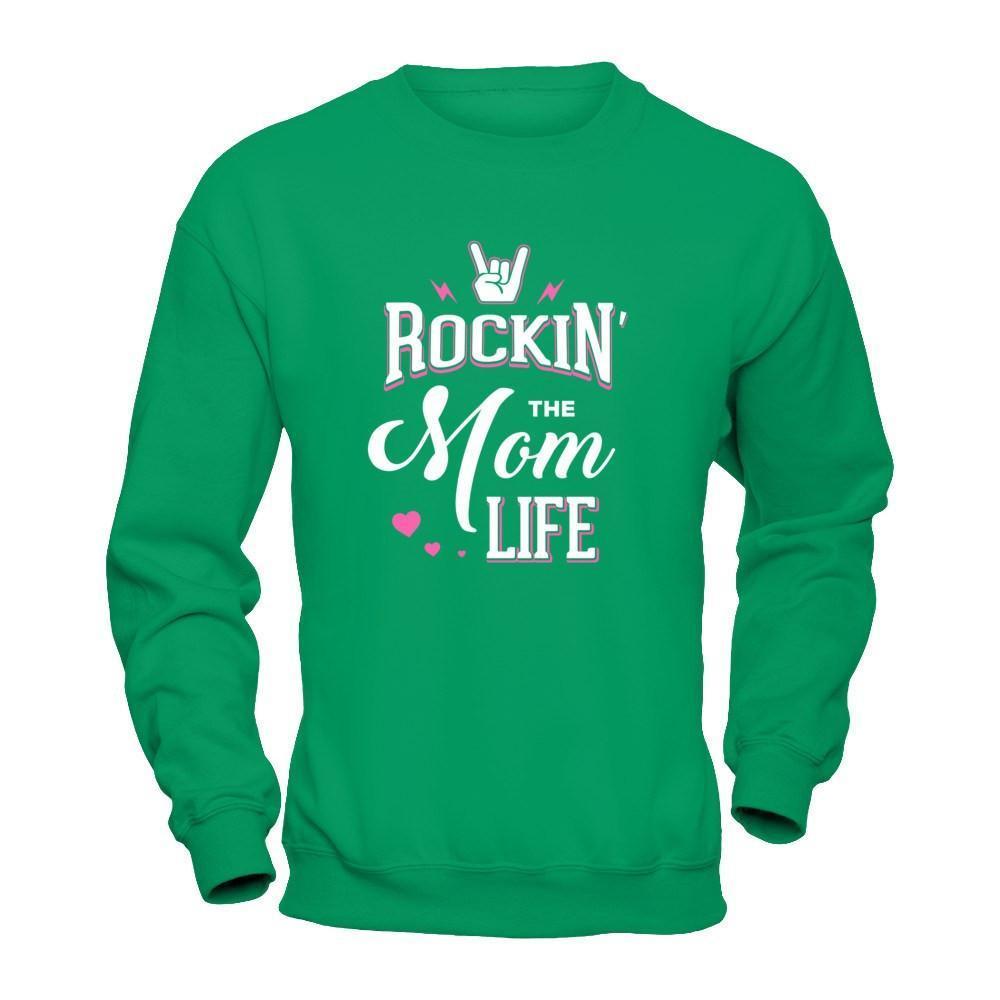 Rockin' The Mom Life-T-Shirt & Tank Top-Crewneck Sweatshirt-Irish Green