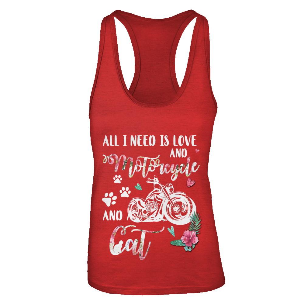 All I Need Is Love And A Motorcycle And A Cat-T-Shirt & Tank Top-Women's Ideal Racerback Tank-Red