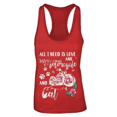 All I Need Is Love And A Motorcycle And A Cat-T-Shirt & Tank Top-Women's Ideal Racerback Tank-Red