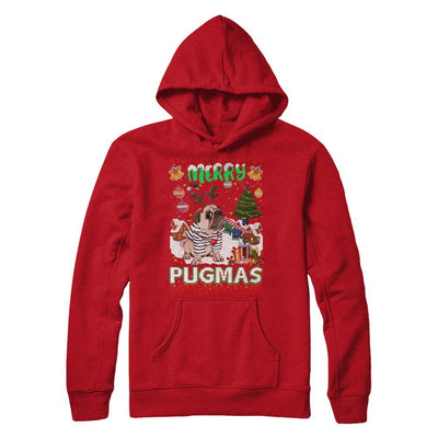 Cute Pug Christmas Merry Pugmas Ugly Sweater Christmas-T-Shirt & Sweatshirt-Pullover Hoodie-Red