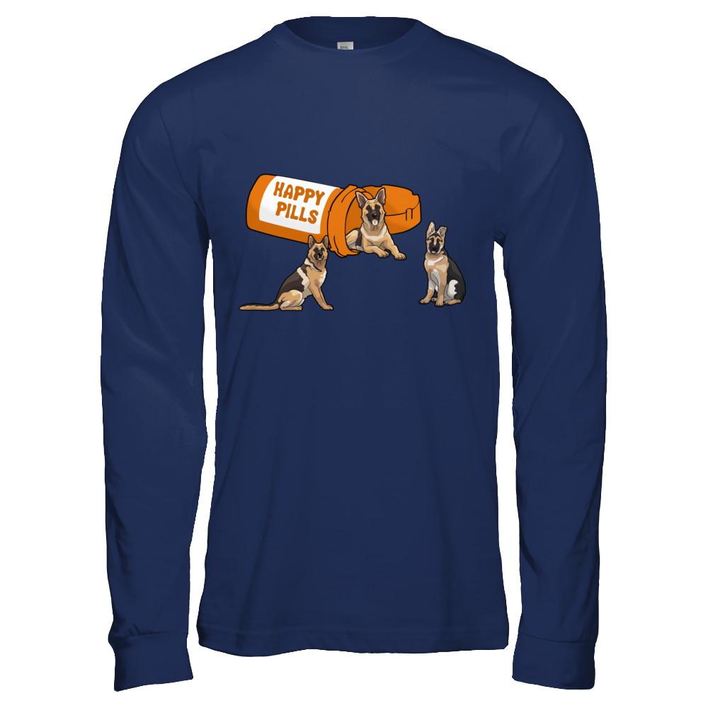 German Shepherd Happy Pills-T-Shirt & Hoodie-Long Sleeve T-Shirt-Navy