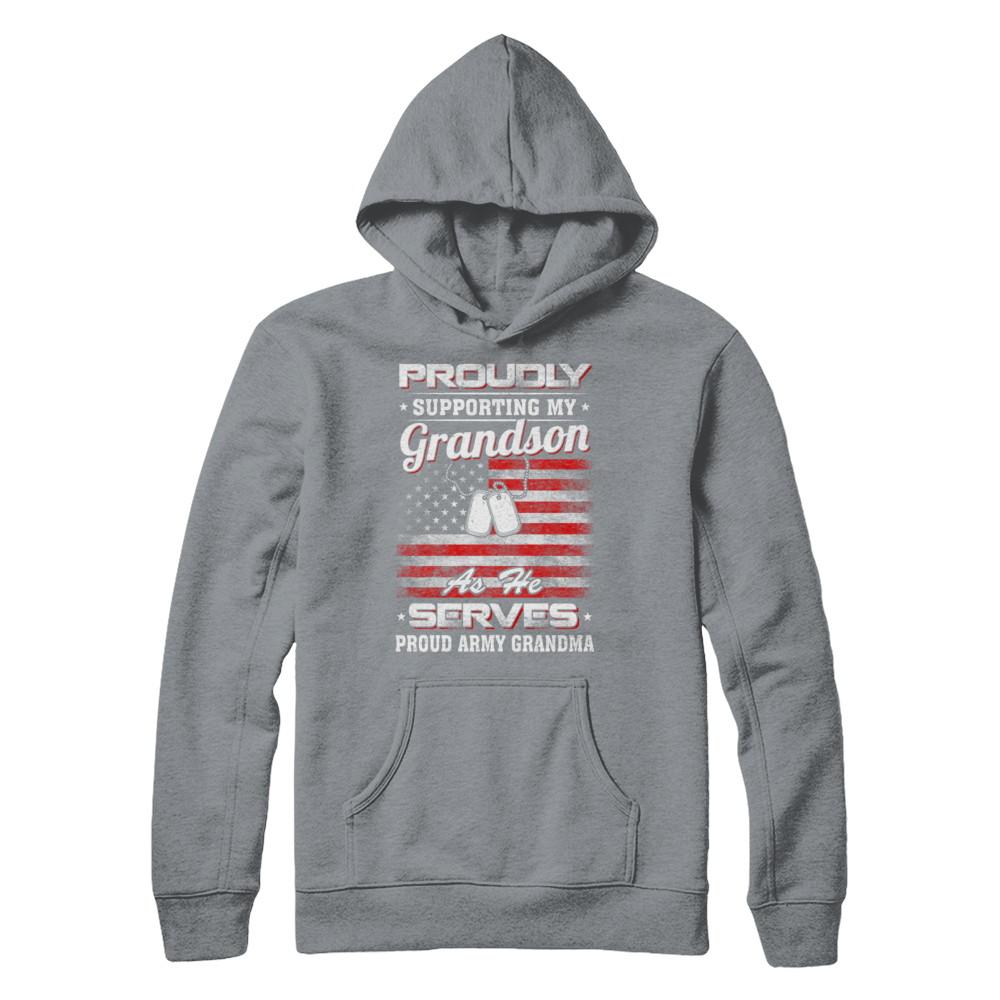 Supporting My Grandson As He Serves Proud Army Grandma-T-Shirt & Hoodie-Pullover Hoodie-Light Steel