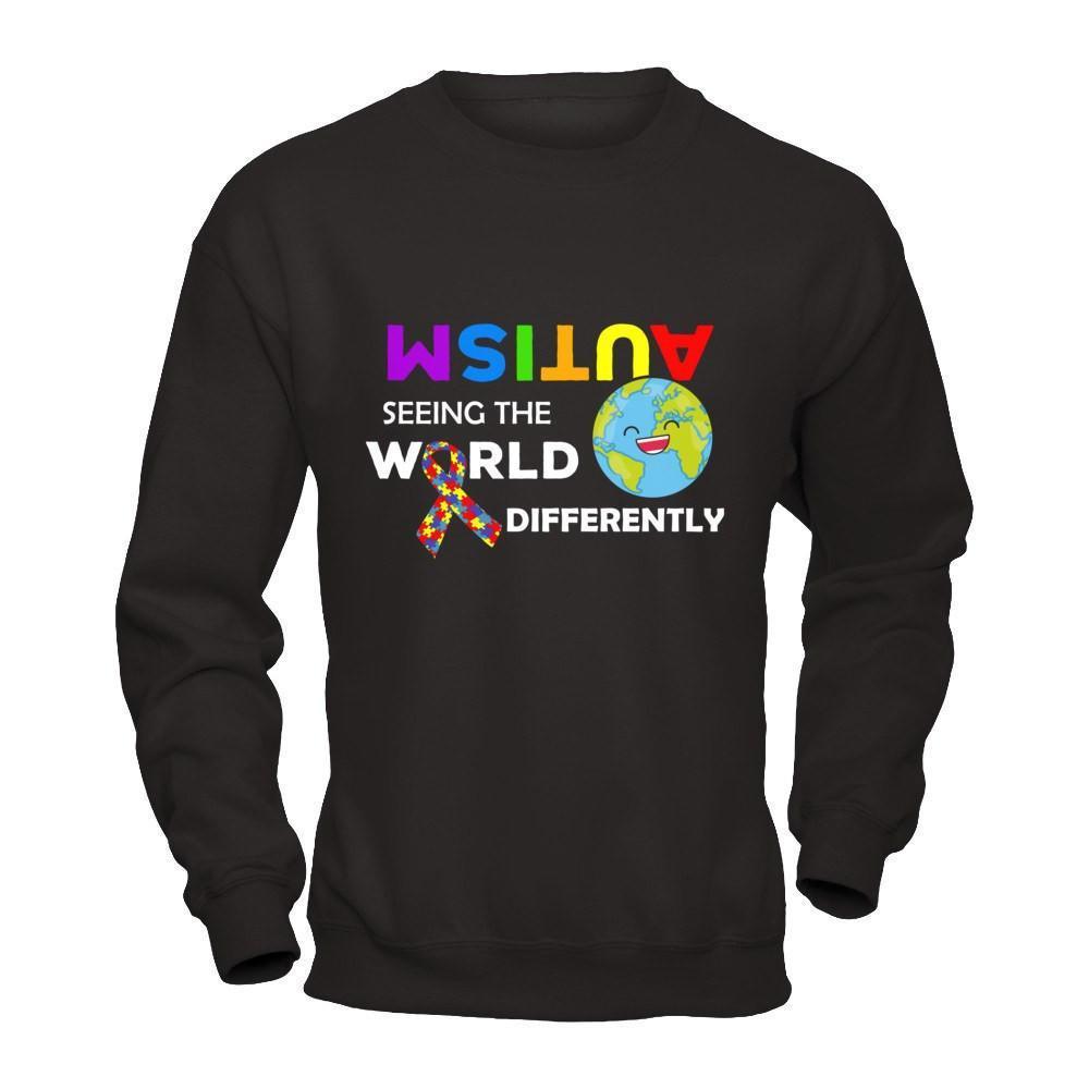 Autism Seeing The World Differently-T-Shirt & Hoodie-Crewneck Sweatshirt-Black