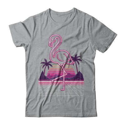 80s Retro Neon Sign Pink Flamingo Bird-T-Shirt & Hoodie-Classic T-Shirt-Sport Grey