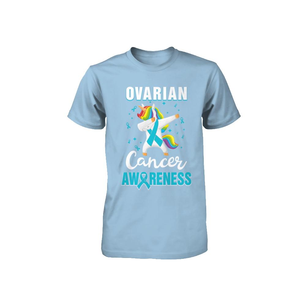 Inspirational Ovarian Cancer Awareness Unicorn Support Youth-Youth Shirt-Toddler T-Shirt-Light Blue