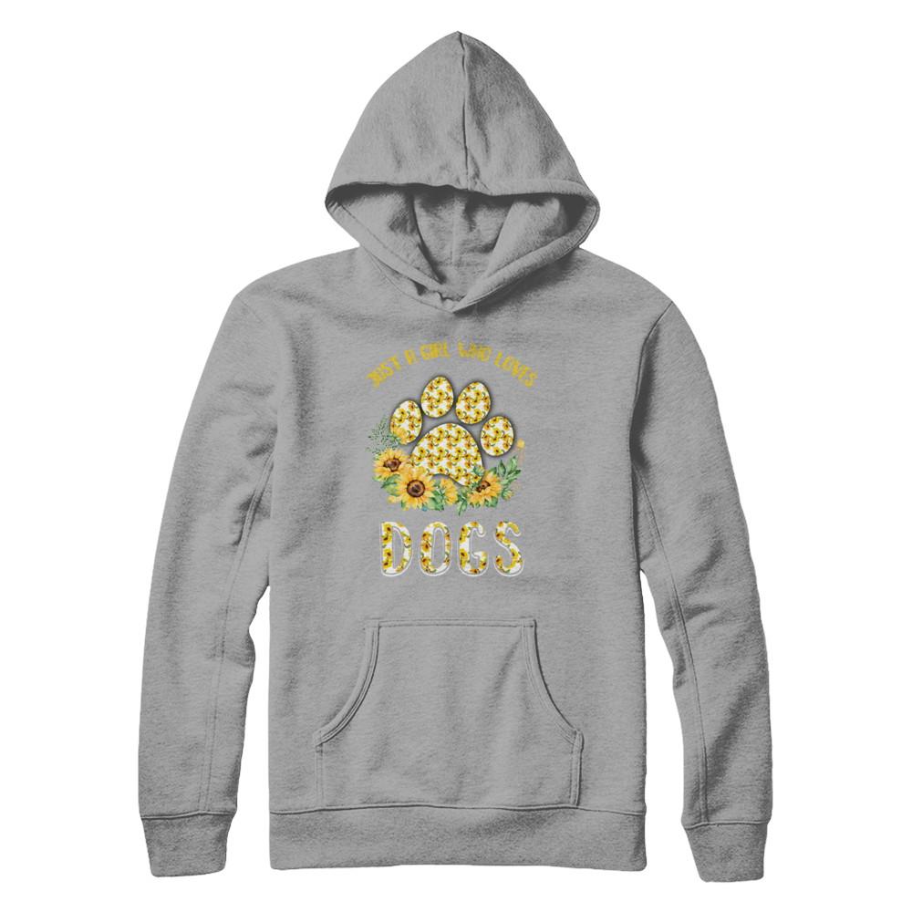 Just A Girl Who Loves Dogs And Sunflowers-T-Shirt & Hoodie-Pullover Hoodie-Light Steel