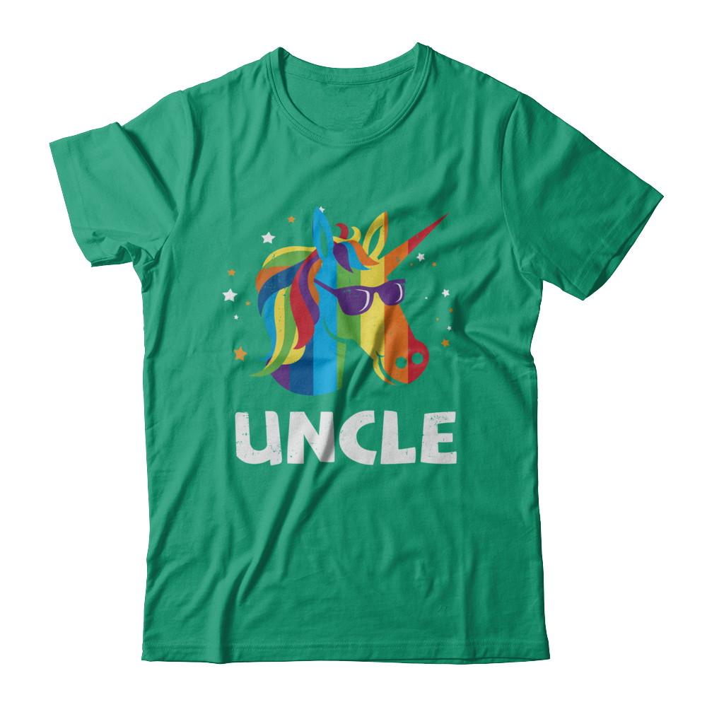 LGBT Pride Lesbian Gay Proud Uncle Unicorn-T-Shirt & Hoodie-Classic T-Shirt-Kelly Green