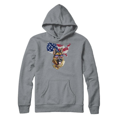 Funny Patriot German Shepherd Dog 4Th Of July American Flag-T-Shirt & Hoodie-Pullover Hoodie-Light Steel