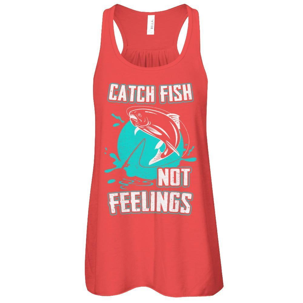 Catch Fish Not Feelings Fishing-T-Shirt & Tank Top-Women's Flowy Racerback Tank-Red