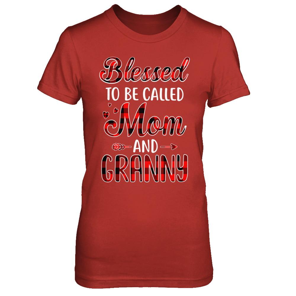 Red Buffalo Plaid Blessed To Be Called Mom And Granny-T-Shirt & Hoodie-Women's T-Shirt-Red