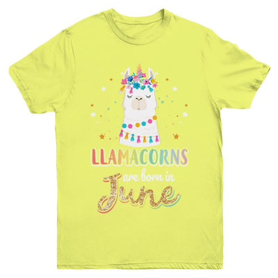 Llama Unicorn Llamacorns Born In June Birthday Gift Youth-Youth Shirt-Youth T-Shirt-Daisy