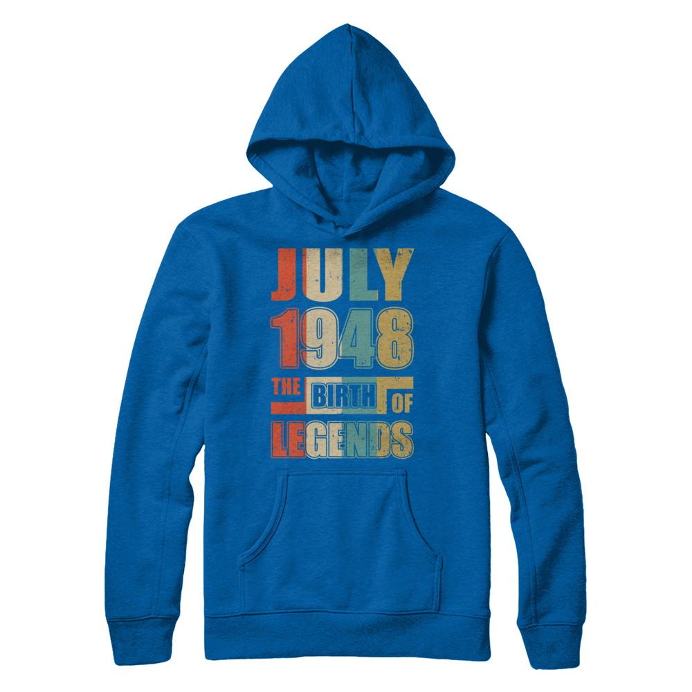 Vintage Retro July 1948 Birth Of Legends 73th Birthday-T-Shirt & Hoodie-Pullover Hoodie-Royal