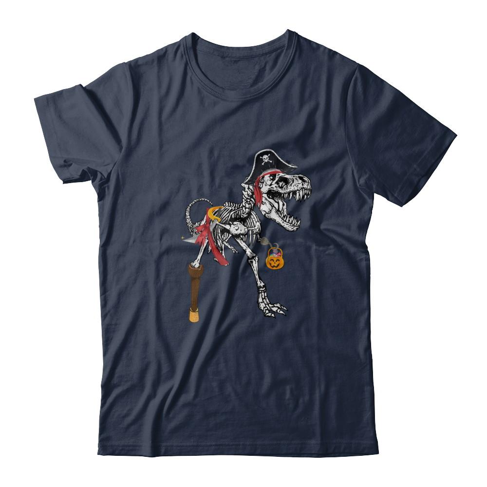 Dinosaurs T-Rex Skeleton Pirate Halloween Saurus For Men Women-T-Shirt & Hoodie-Classic T-Shirt-Navy
