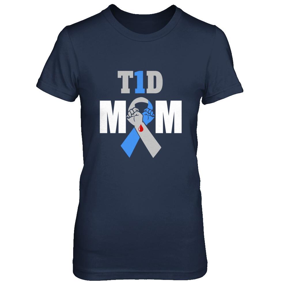 Diabetes awareness T1D Proud Type 1 Diabetes Mom-T-Shirt & Hoodie-Women's T-Shirt-Navy