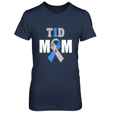 Diabetes awareness T1D Proud Type 1 Diabetes Mom-T-Shirt & Hoodie-Women's T-Shirt-Navy