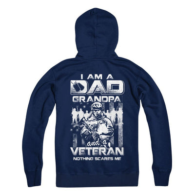 I Am A Dad Grandpa And A Veteran Nothing Scare Me-T-Shirt & Hoodie-Pullover Hoodie-Navy