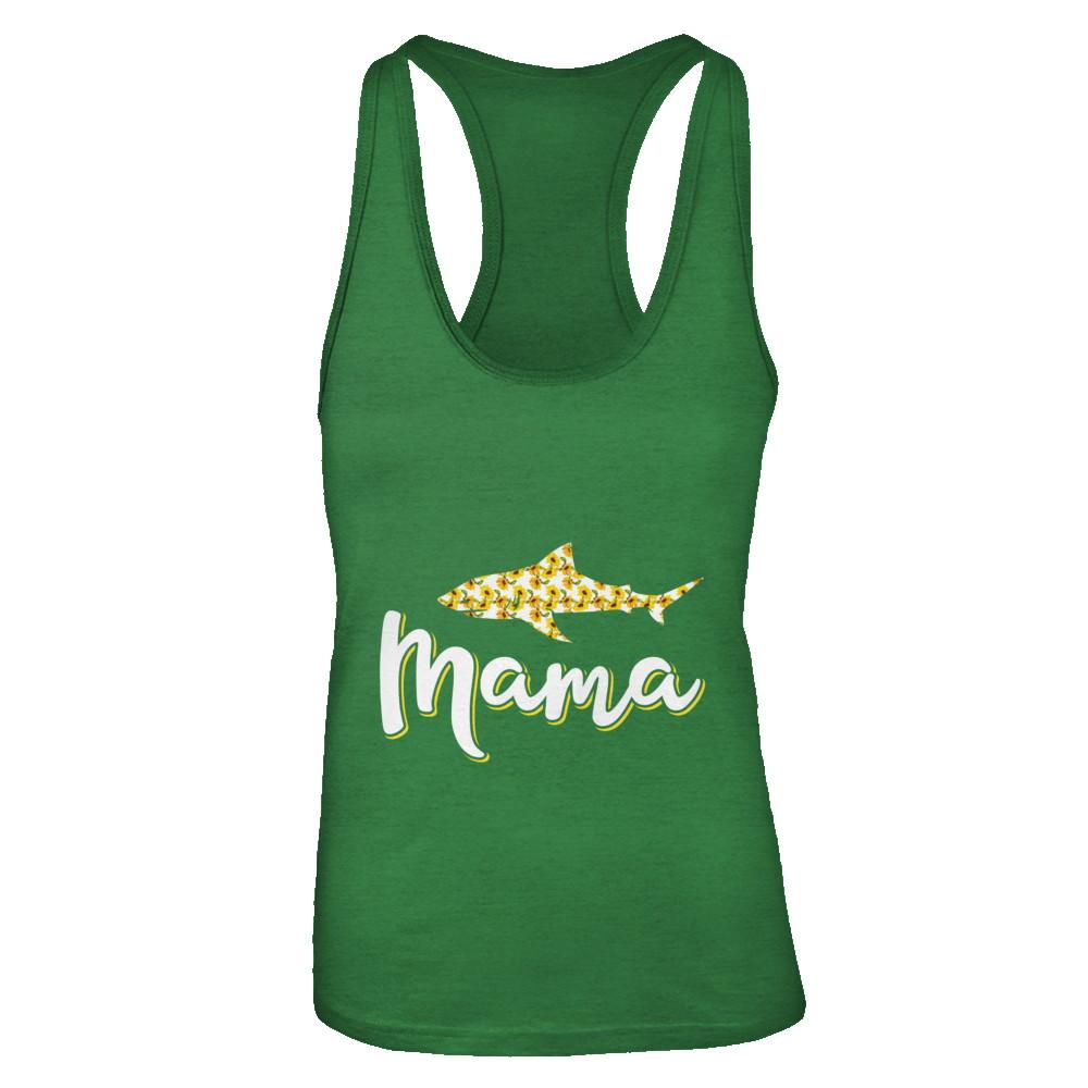 Sunflower Mama Shark Flowers Mothers Day Gift-T-Shirt & Tank Top-Women's Ideal Racerback Tank-Kelly Green