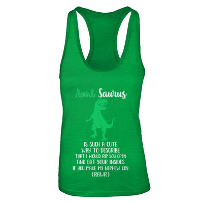 Aunt Saurus Is Such A Cute Way To Describe Aunt Nephew-T-Shirt & Tank Top-Women's Ideal Racerback Tank-Kelly Green