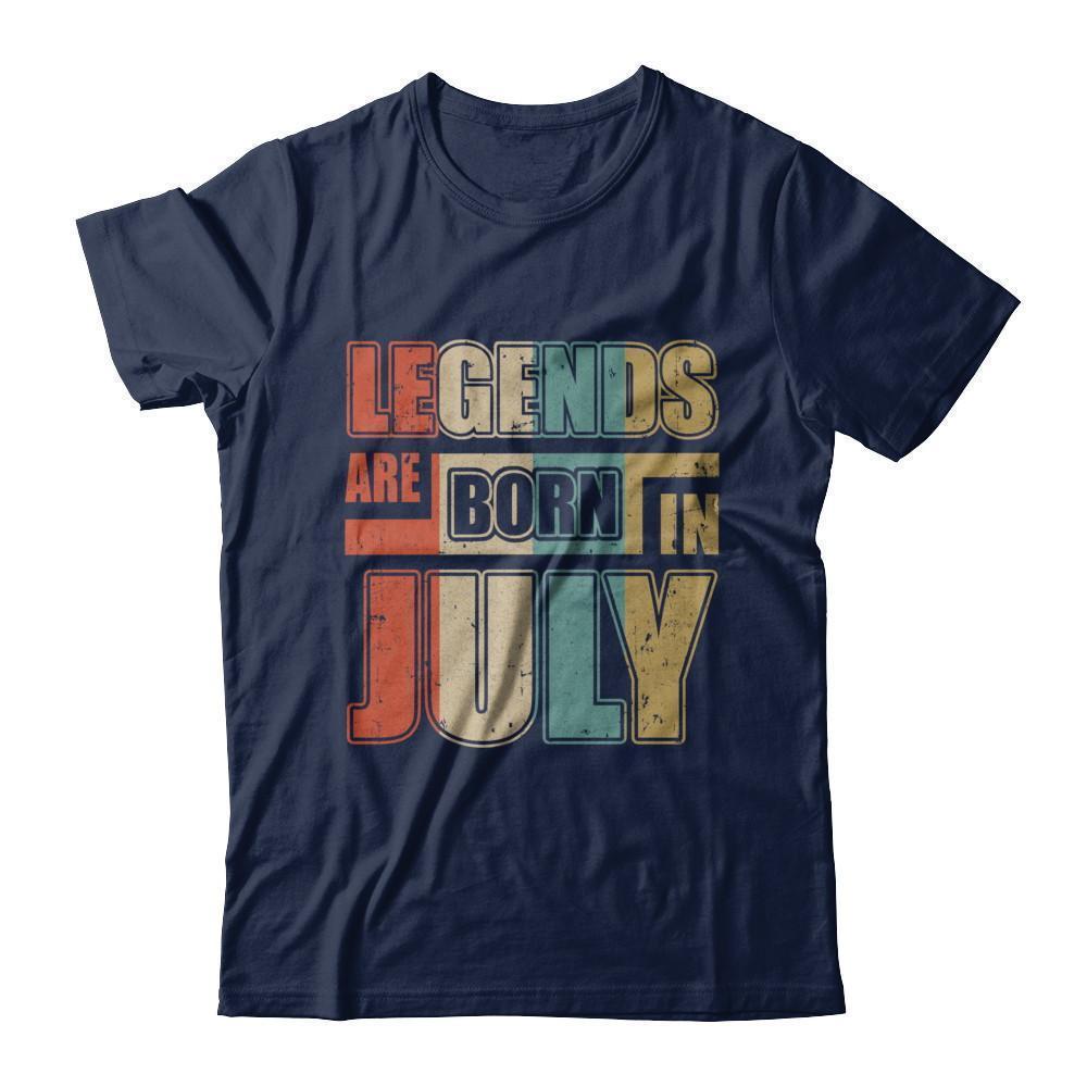 Classic Vintage Legends Are Born In July Birthday-T-Shirt & Hoodie-Classic T-Shirt-Navy