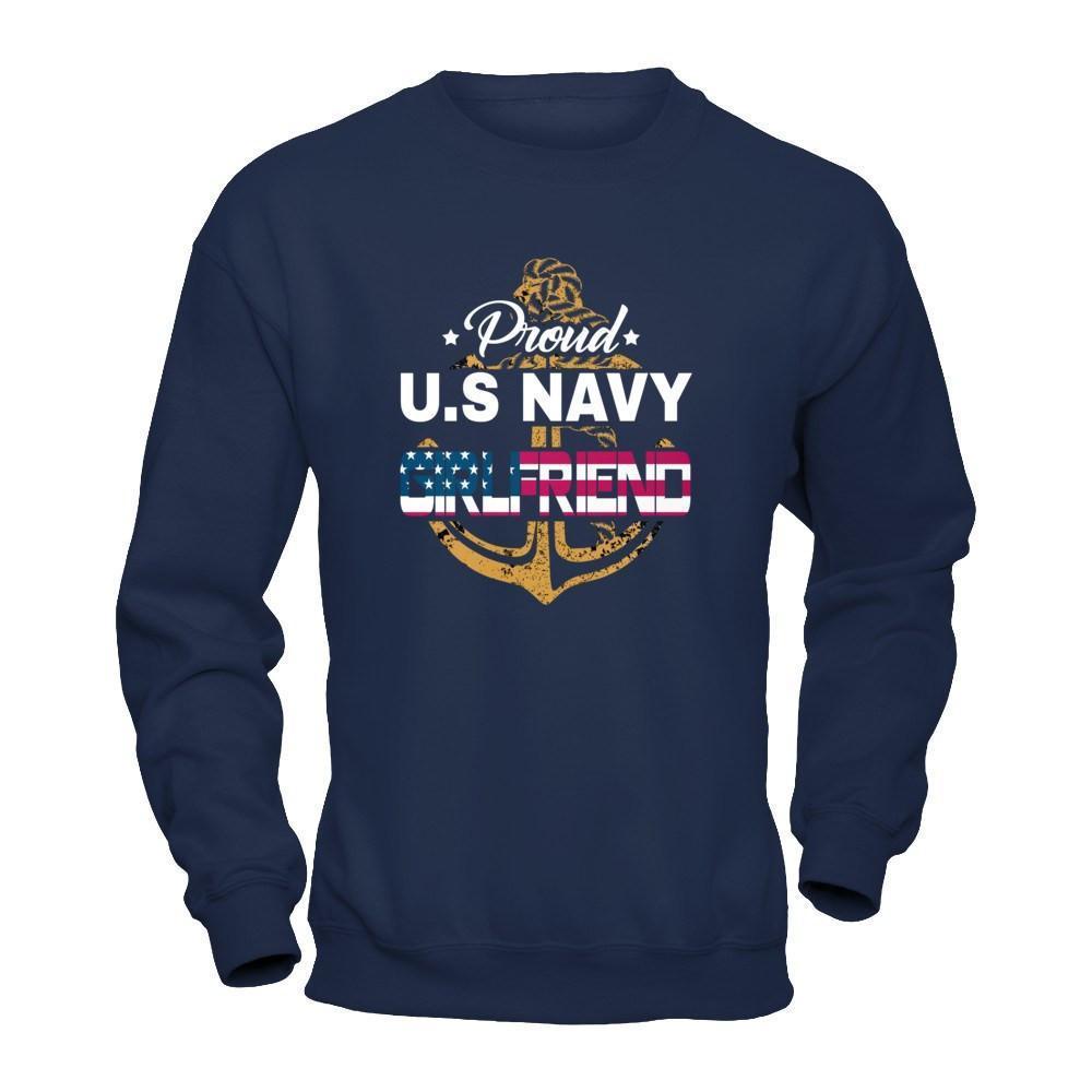 Proud US Navy Girlfriend-T-Shirt & Hoodie-Crewneck Sweatshirt-Navy