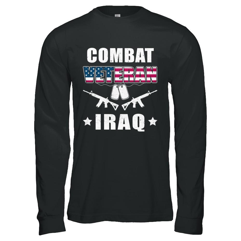 Combat Veteran Iraq-T-Shirt & Hoodie-Long Sleeve T-Shirt-Black