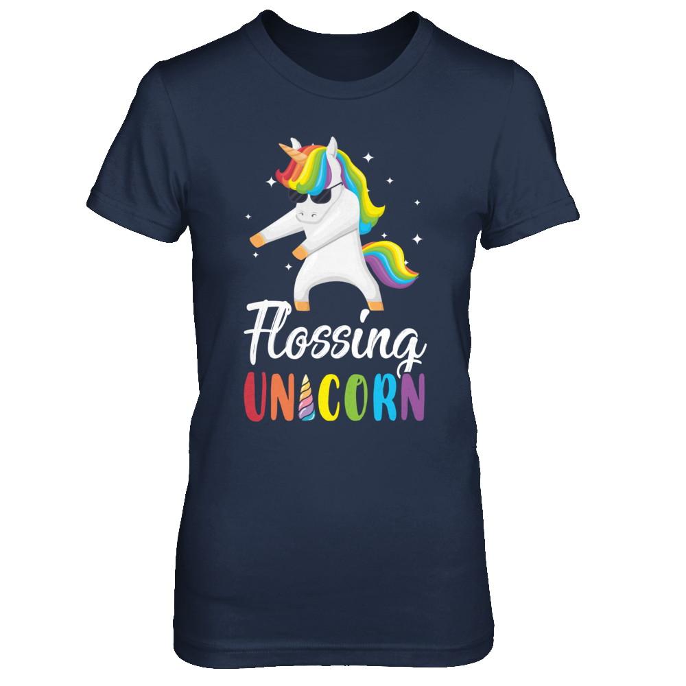 Floss Dance Flossing Unicorn-T-Shirt & Hoodie-Women's T-Shirt-Navy
