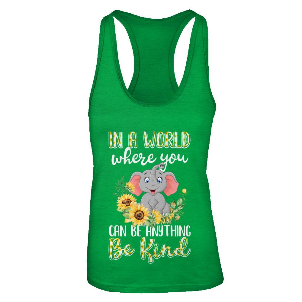 In World Where You Can Be Anything Be Kind Elephant-T-Shirt & Tank Top-Women's Ideal Racerback Tank-Kelly Green