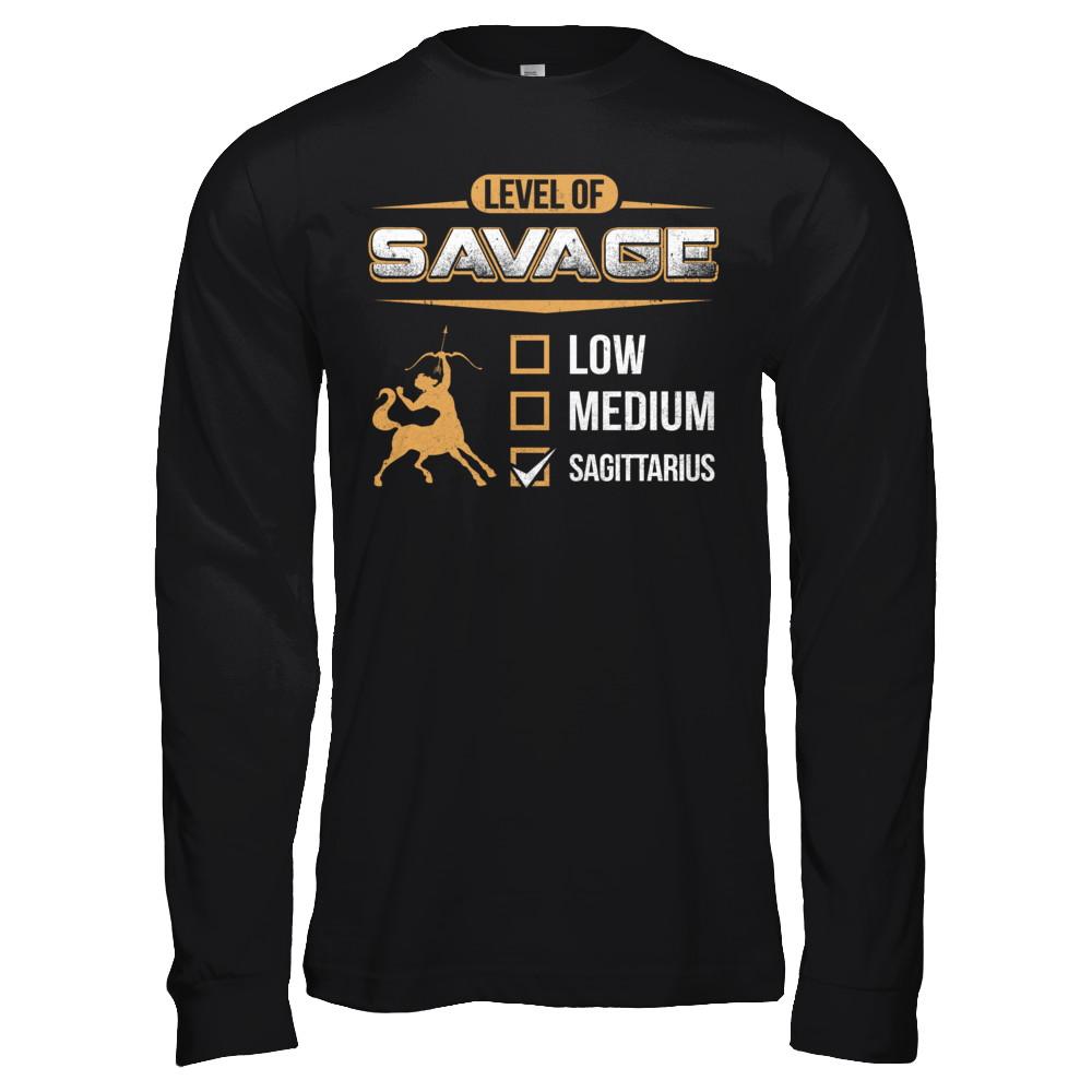 Level Of Savage Sagittarius-T-Shirt & Hoodie-Long Sleeve T-Shirt-Black