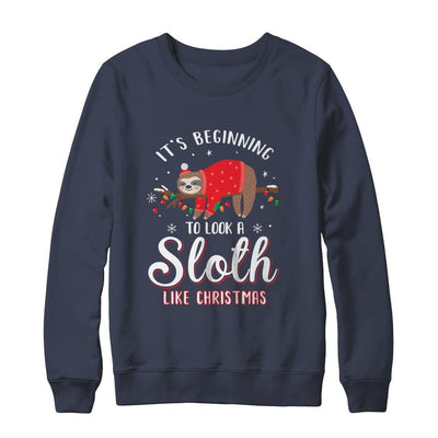 It's Beginning To Look A Sloth Like Christmas Gifts-T-Shirt & Sweatshirt-Crewneck Sweatshirt-Navy