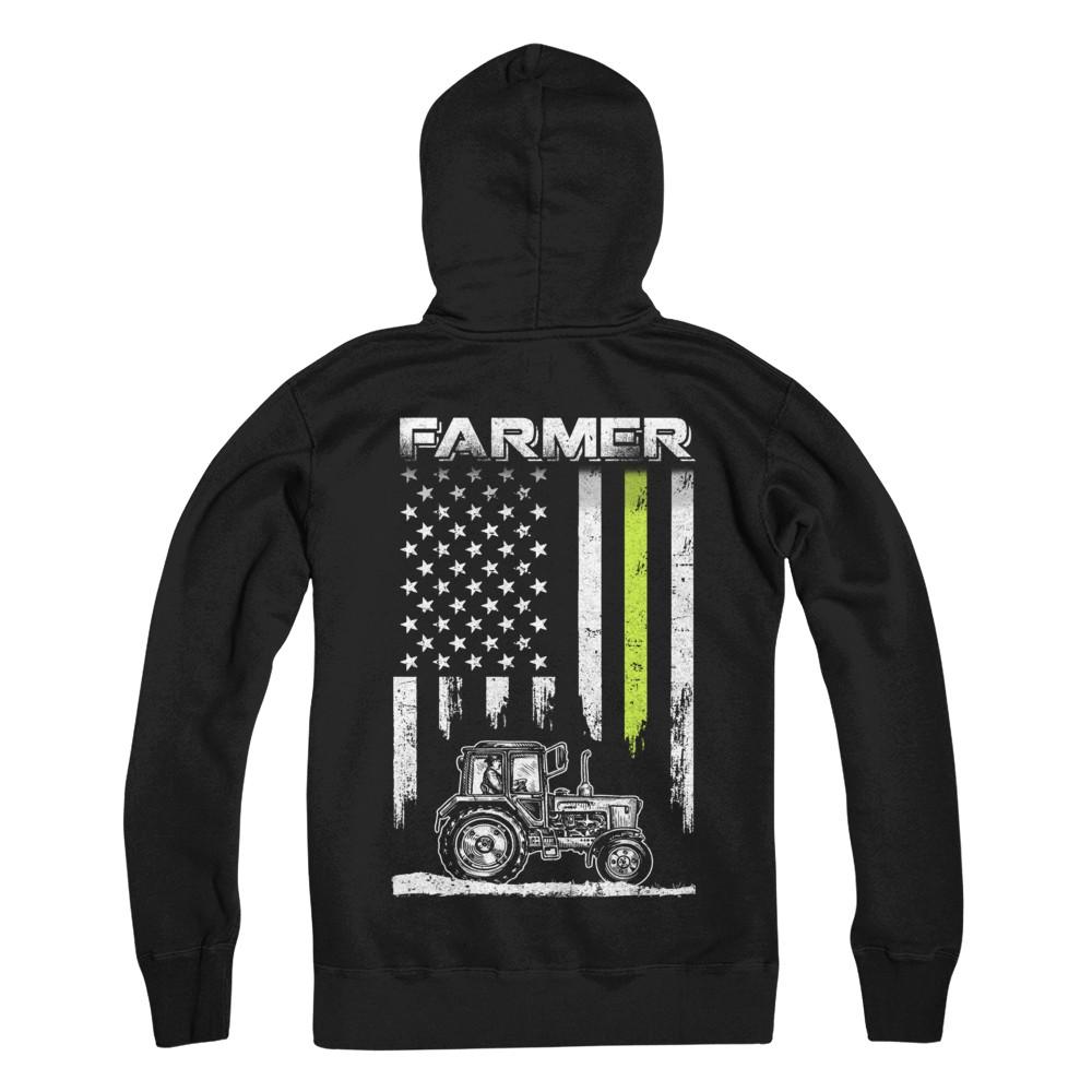 Farmer Patriotic American Flag-T-Shirt & Hoodie-Pullover Hoodie-Black