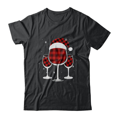 Red Plaid Buffalo Wine Santa Hat Christmas-T-Shirt & Sweatshirt-Classic T-Shirt-Black