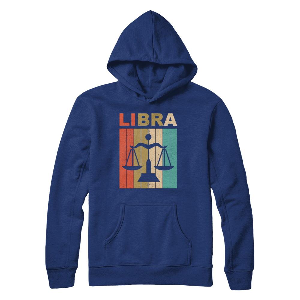 Vintage Libra Zodiac September October Birthday Gift-T-Shirt & Hoodie-Pullover Hoodie-Deep Royal