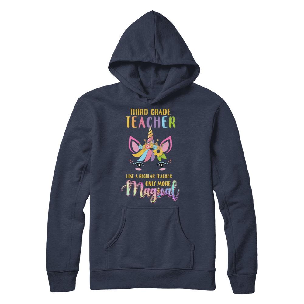 3rd Third Grade Teacher Cute Magical Unicorn Gift-T-Shirt & Hoodie-Pullover Hoodie-Navy