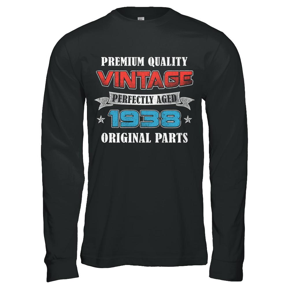 Vintage Premium Prefectly Aged 1938 83th Birthday Gift-T-Shirt & Hoodie-Long Sleeve T-Shirt-Black
