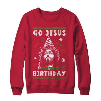 Go Jesus It's Your Birthday Christmas-T-Shirt & Sweatshirt-Crewneck Sweatshirt-Red