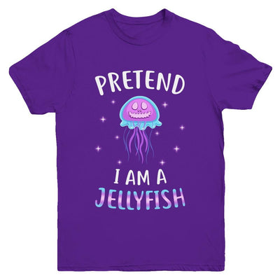 Pretend I'm A Jellyfish Costume Happy Halloween Party Youth-Youth Shirt-Youth T-Shirt-Purple